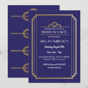 Art Déco Anniversaire Fête Invitation Marine 1920