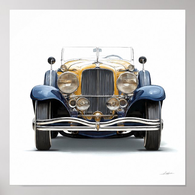 Art Déco Art Automobile : Roadster Doré (Devant)