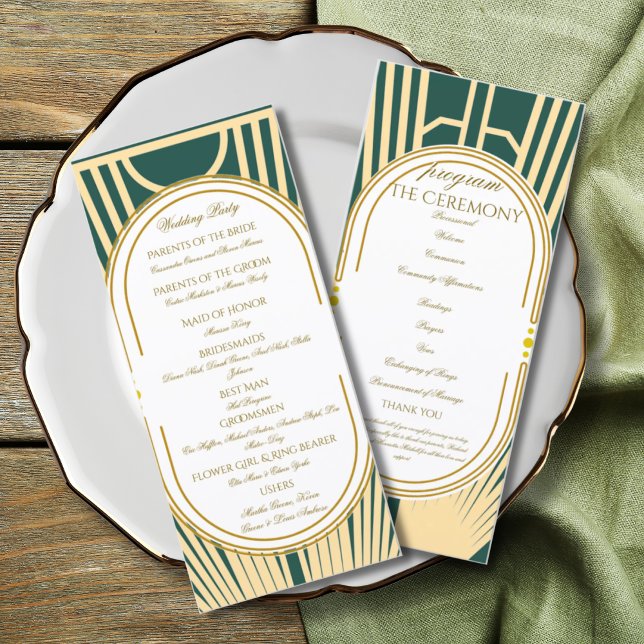 Art Deco Art Nouveau Striped Gold Tone Program (Créateur téléchargé)