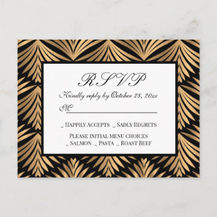 Art Déco Black Gold Great Gatsby Wedding Carte RSV