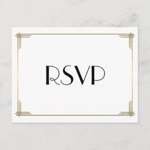 Art Déco Blanc Grand Gatsby Mariage RSVP Cartes po