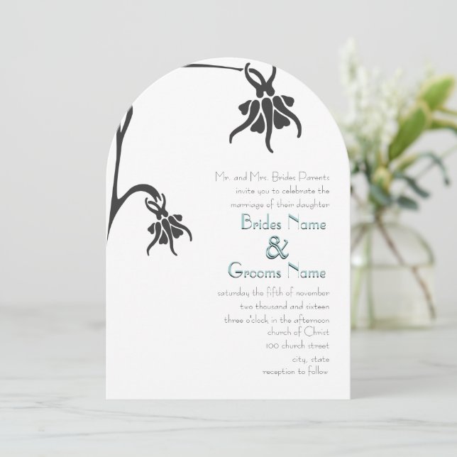 Art Déco Christian Die Cut Wedding Invitations (Debout devant)