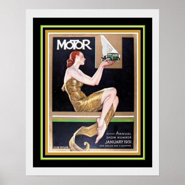Art Déco Couverture Moteur Magazine 16 x 20 (Devant)
