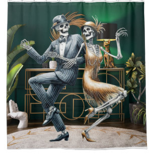 Art Déco Danser Skeletons Douche Rideau