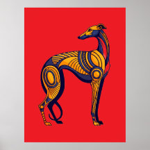 Art Déco de lévriers géométriques en couleur vive