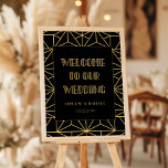 Art déco des années 1920 vintage Bienvenue à notre<br><div class="desc">Revenez aux années folles avec cette suite mariage d'inspiration art déco vintage. Simple mais classe,  noir et or typographie rétro,  entièrement personnalisable si vous souhaitez changer la couleur de l'arrière - plan ou du texte. Vous pouvez également facilement supprimer le design arrière - plan.</div>