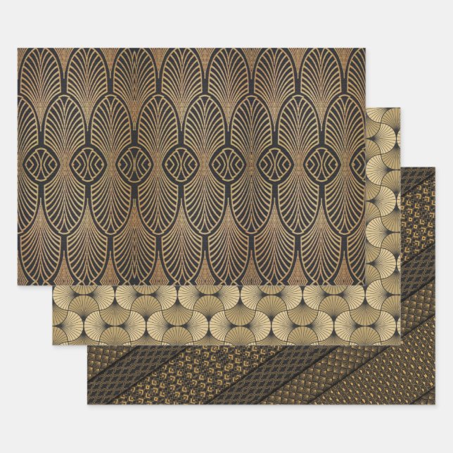 Art Déco Dessins sur 3 feuilles 3 Dessins Envelopp (Lot)