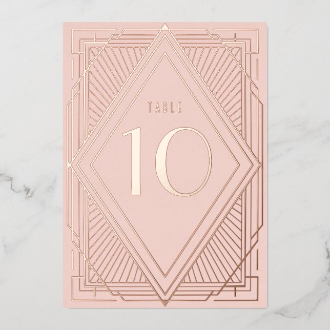 Art Déco Diamond Blush Mariage Numéro de table (Recto)