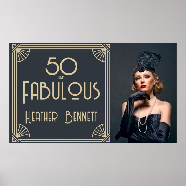 Art Déco élégant 50 ans et Anniversaire Fabuleux (Devant)