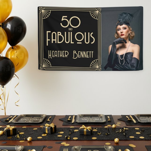 Art Déco élégant 50 ans et Anniversaire Fabuleux (Créateur téléchargé)
