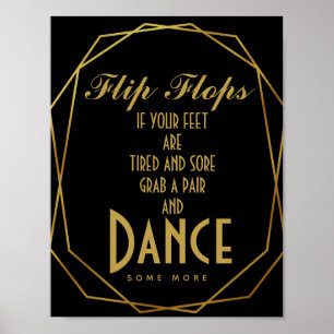 Art déco élégant tongs or & noir