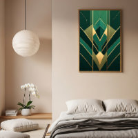Art Déco Émeraude Vert et Géométrique Doré