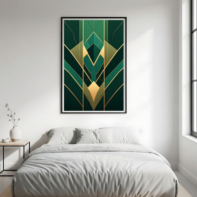 Art Déco Émeraude Vert et Géométrique Doré (Créateur téléchargé)