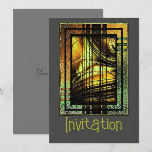 Art Déco En Invitation Verte Et Or