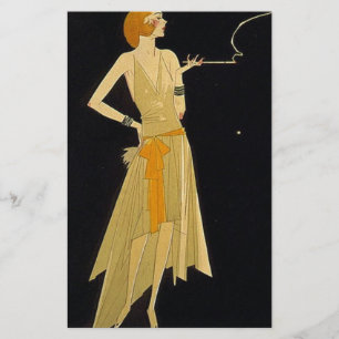 Art Déco Femme Fumer Cigarette