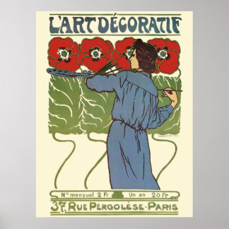 Art Déco Femme Peinture de pavots