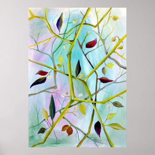 Art déco - Feuilles peints multidimensionnels (Devant)