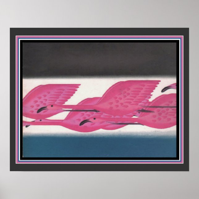 Art déco "Flamants roses en vol" ca. 1930 (Devant)