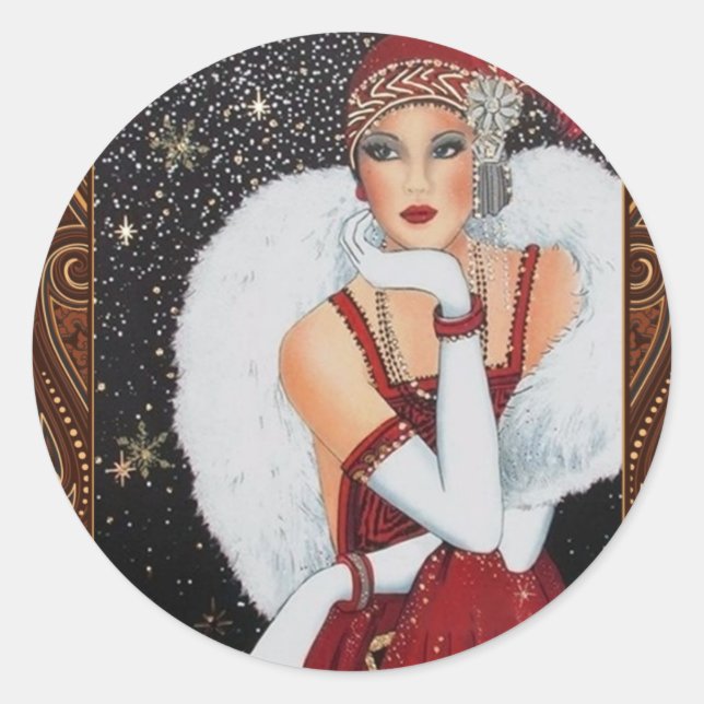Art Deco Flapper Girl Sticker (Devant)