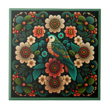 Art déco fleur motif oiseau céramique carreaux