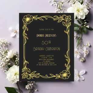 Art Déco Gatsby en or noir invitation anniversaire