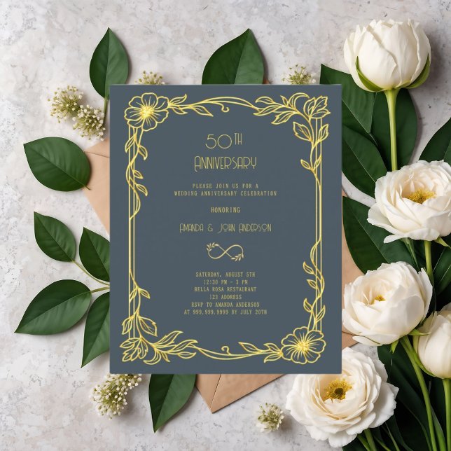 Art Déco Gatsby gris 50e faire-part de mariage (Créateur téléchargé)