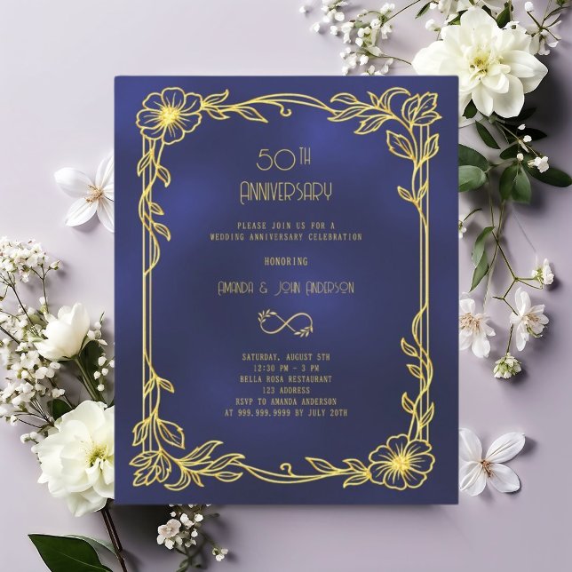 Art Déco Gatsby noir 50e faire-part de mariage (Créateur téléchargé)