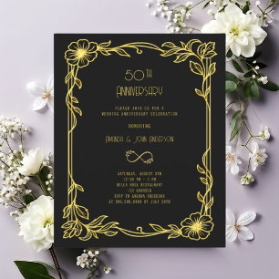 Art Déco Gatsby noir 50e faire-part de mariage