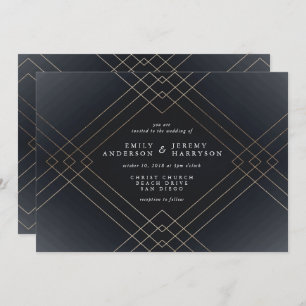 Art Déco géométrique Grand Faire-part de mariage G