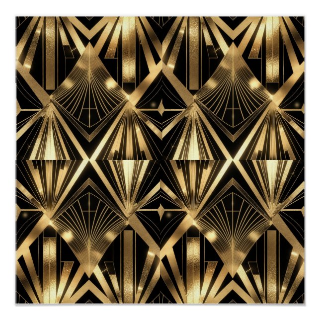 Art Déco géométrique luxueux or et noir  (Devant)