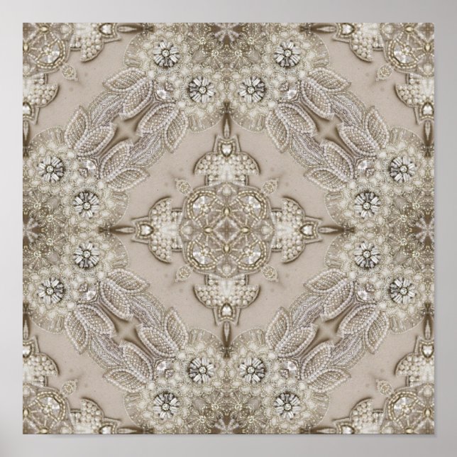 Art Déco Glamour Vintage Mode Gris Beige (Devant)