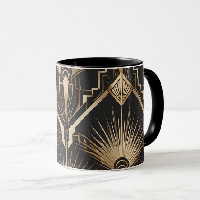 Art Deco Gold Black Luxury Mug Great Gatsby Style (Devant droit)