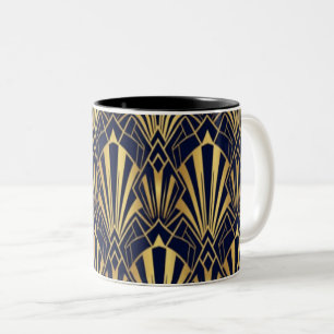 Art Deco Gold Fan Pattern Mug