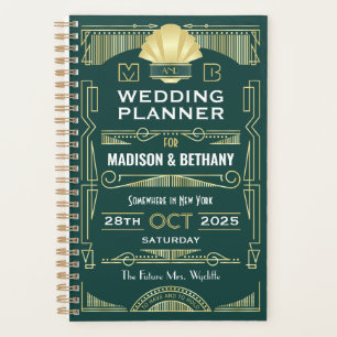 Art Déco Gold Green années 1920 Elégant Mariage Ga