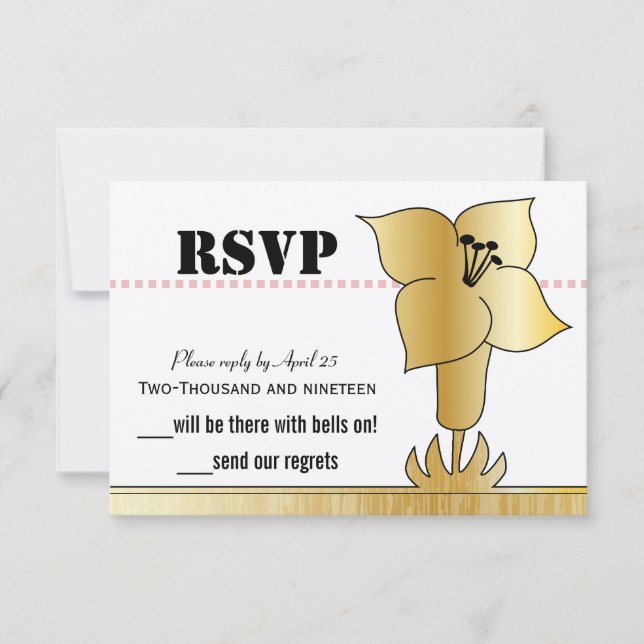 Art Déco Gold Lily Mariage de typographie moderne (Devant)