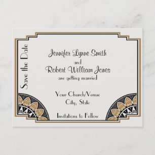 Art Déco Gold Posh Enregistrer la carte postale Da