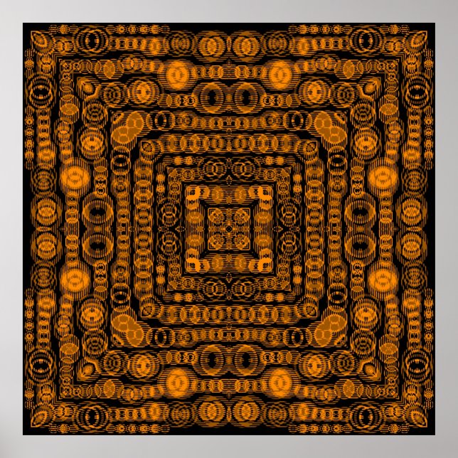 Art Déco Gold Retro Carrés Art Abstrait (Devant)