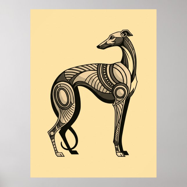 Art Déco Greyhound dans une palette de couleurs vi (Devant)