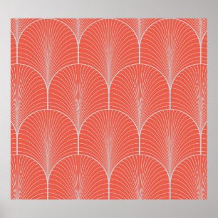 Art déco gris-rouge, papier peint vintage.