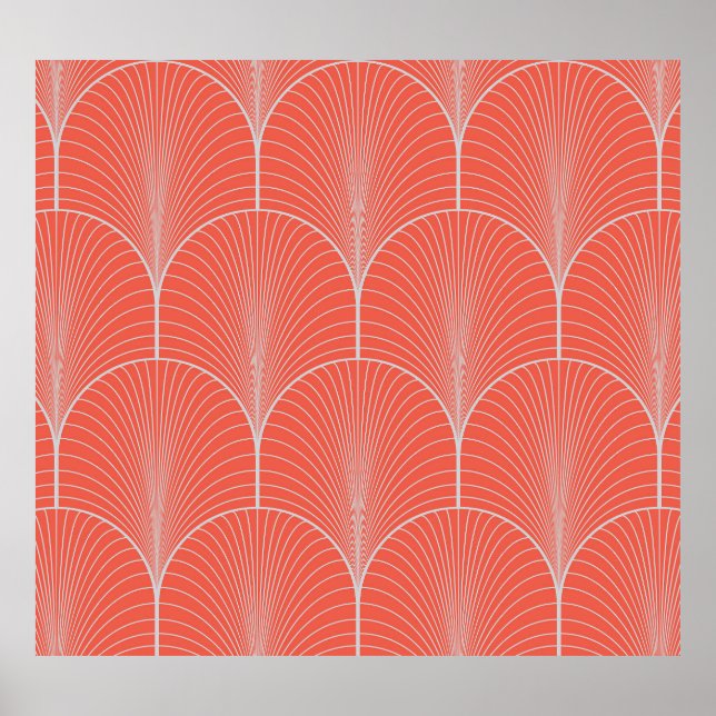 Art déco gris-rouge, papier peint vintage. (Devant)