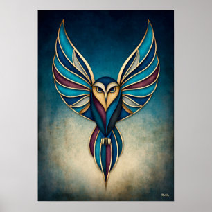 Art Déco Hibou Abstrait Géométrique Oiseau Art Mur