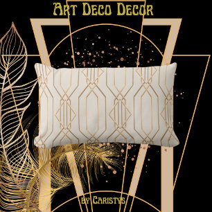 Art Déco Lin et Coussin Lumbar Or