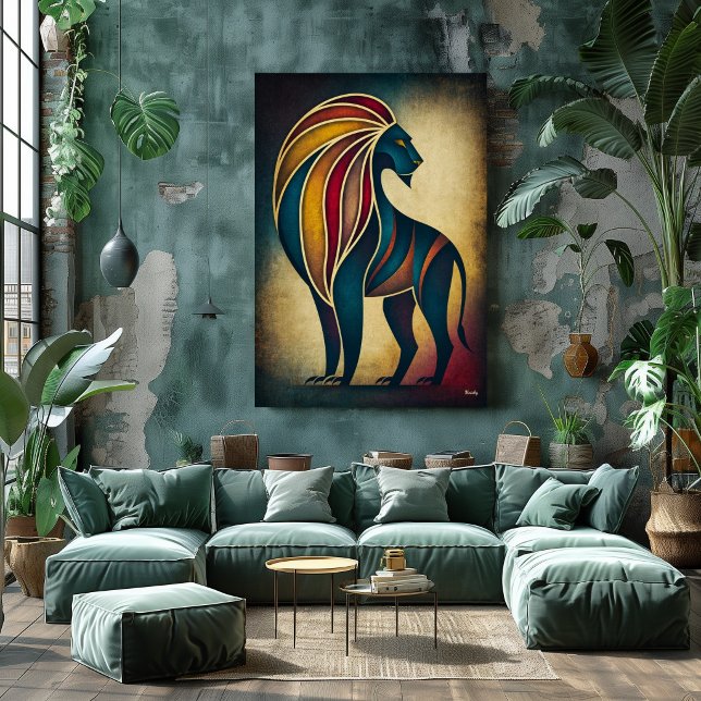 Art Déco Lion Abstrait Géométrique Animal Mur d'Ar (Créateur téléchargé)