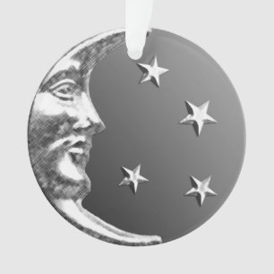 Art Déco Lune et Étoiles - gris / gris et argent