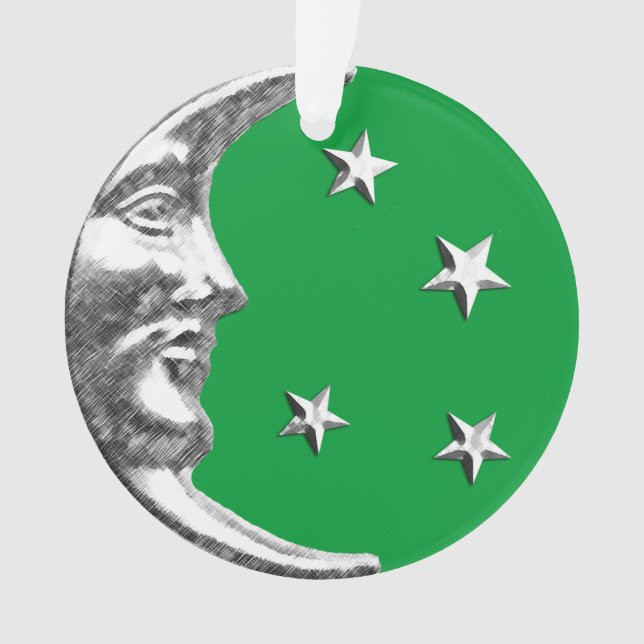 Art Déco Lune et Etoiles - Jade Green et Argent (devant)
