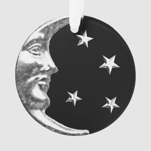 Art déco Lune et étoiles - Noir et Argent (devant)