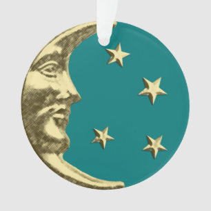 Art Déco Lune et Etoiles - Turquoise et or