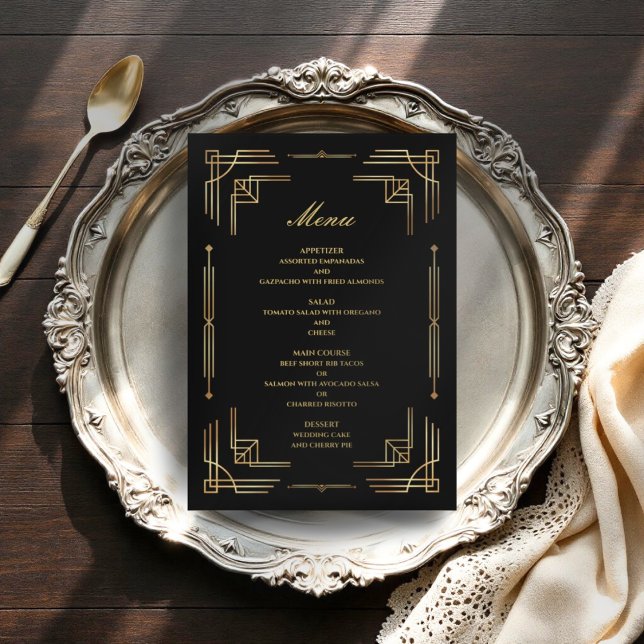 Art Déco Luxe Mariage moderne Menu (Créateur téléchargé)