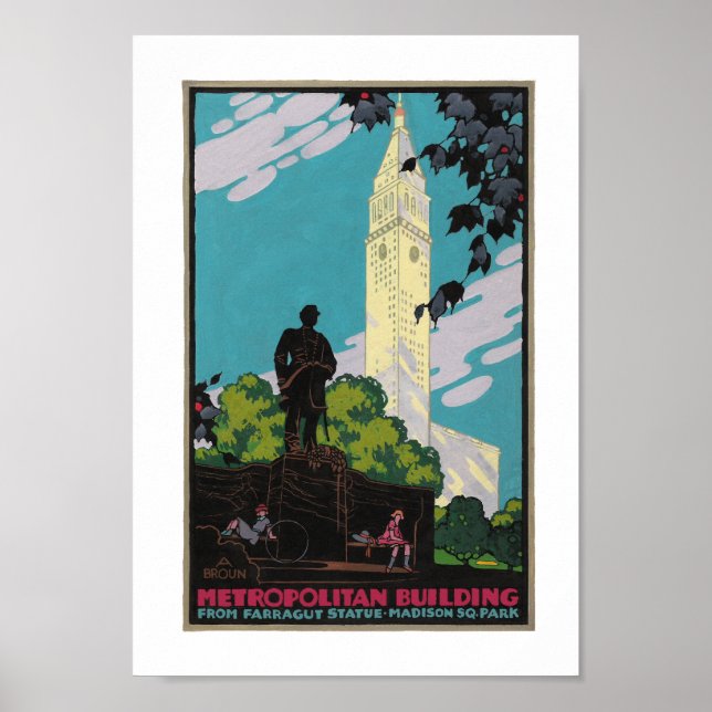 Art Deco Metropolitan Building NYC Travel Poster (Devant)