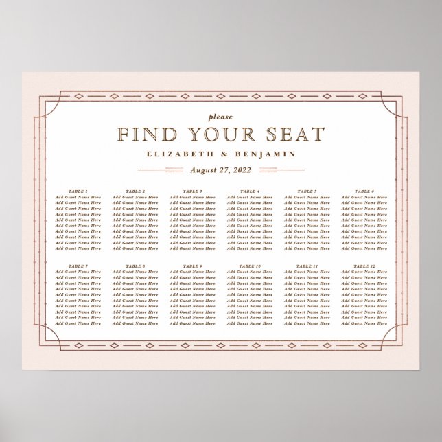 Art Déco moderne Blush Rose Rose Gold Mariage (Devant)